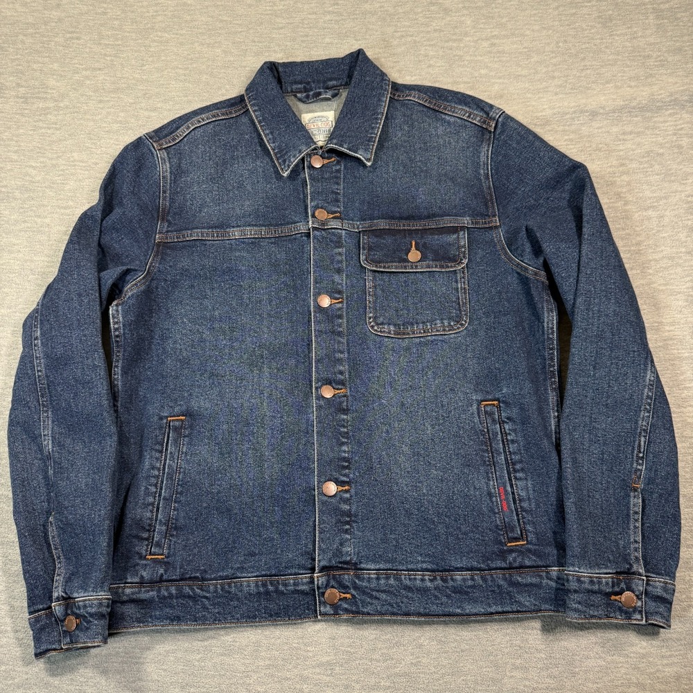 Devil Dog Dungarees Jacket Men Large Blue Denim Trucker Paisley Bandana Lining L